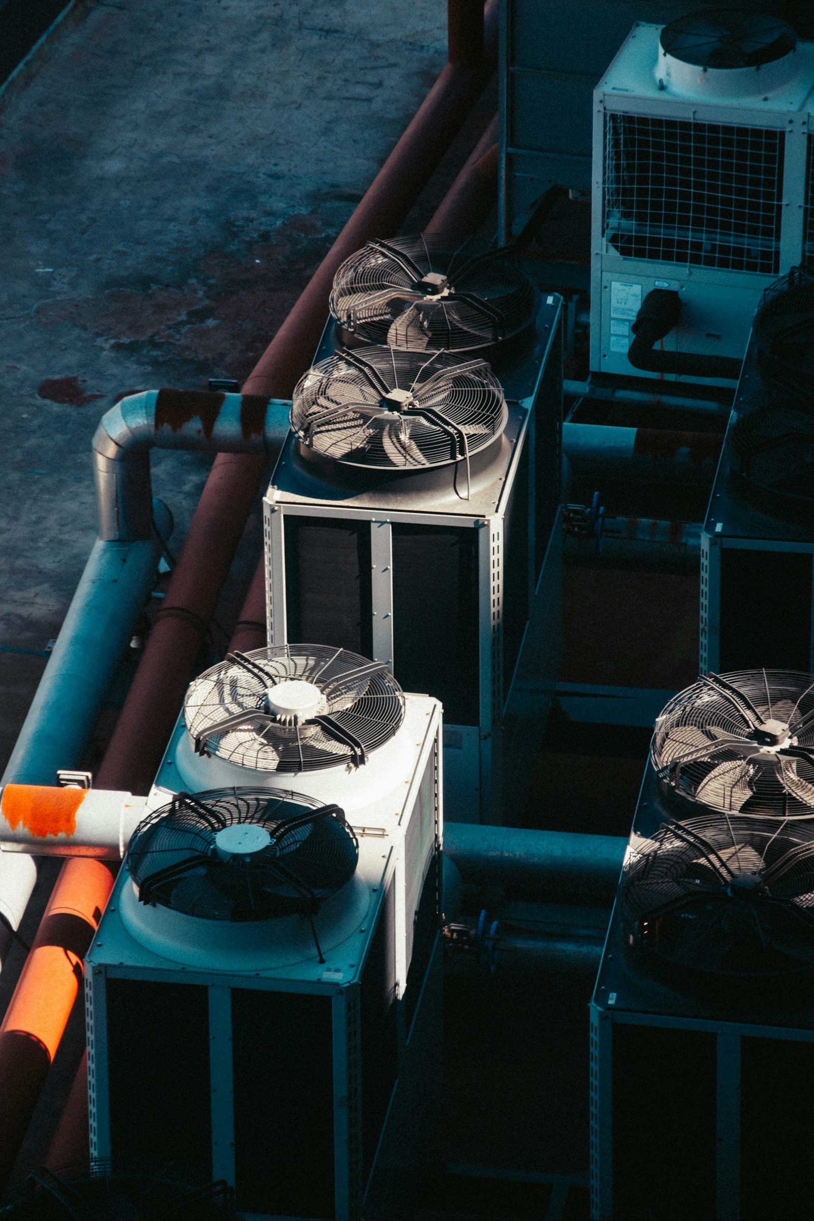 Large-scale industrial air conditioning units on a rooftop